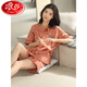 浪莎2025年新款睡衣女夏纯棉短袖短裤春秋款夏天夏款可外穿家居服套装 CKE-6173 M码(80-100斤) 均码