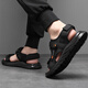 XI und Han Summer New große Männerschuhe 45 tragbare Klettverbindlichkeits Sandalen 46 Soft-Soled Casual Shoes 47 Loose Beach Schuhe 15601 Schwarz Orange 44