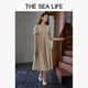 THE SEA LIFE连衣裙女欧海一生 法式V领连衣裙女2025夏新款收腰中长裙200039 山茶白 S