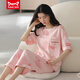 Catman Miiow Pure Cotton Pyjamas für Frauen Sommer kurzärmeligte Hosen Sportstil Lose Casual und können außerhalb der Frühlingshausbekleidungsanzug T-9857 (kurzer Anzug) M (80-Jin [Jin gleich 0,5 kg]) getragen werden)