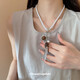 Ethnischer Stil Sonnenfeder Perle Anhänger Halskette Retro Nische Vielseitige Colarmbone Kette Mode High -End -Pulloverkette Halskette - Weiß - Braun - Silber