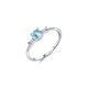 Fat Donglai's same style aquamarine ring S925 sterling silver light luxury light sea blue diamond ring women's niche design light sea blue ring US size 7 (54mm)