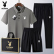Playboy (PLAYBOY) dad summer suit for middle-aged and elderly casual ice silk POLO. shirt short-sleeved T-shirt 40-60 years old clothes Medium gray 6629 [shorts] suit M wear 95-110Jin [Jin equals 0.5 kg]