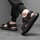 XI und Han Summer New große Männerschuhe 45 tragbare Klettverbindlichkeits Sandalen 46 Soft-Soled Casual Shoes 47 Loose Beach Schuhe 15601 Schwarz Orange 44