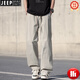 
JEEP SPIRIT men's casual pants summer thin breathable ice silk men's pants khaki loose straight pants cool quick dry high-end trousers khaki 6630 M