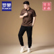 ROMON high-end short-sleeved T-shirt for men's summer thin cool-sensing casual business lapel polo shirt for men P9207 coffee color [slim fit version] XL