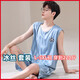 Banana Pajamas Men's Summer 2025 New Vest Sleeveless Ice Wire Cool Thin Style Plus Weight Enlargement [Ice Wire Sleeveless Set] Q9905 L Men [100-120Jin [Jin equals 0.5 kg]]