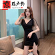 喆炜夜场工作服女夜总会连衣裙女深V礼服足疗足浴技师工作服性感包臀 3882黑色 L  建议105-115斤