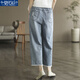 
Modal literary retro embroidered ripped jeans for women in summer and autumn straight pants loose and slimming women's cropped pants A6210# blue, good upgraded fabric quality is better M 95-105Jin[Jin equals 0.5 kg]
