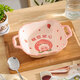 New cute double-eared instant noodle bowl, underglaze color ceramic bowl, salad bowl, household cartoon snail noodle student noodle soup bowl, 8.5-inch double-eared bamboo square bowl 1 piece