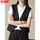 Hengyuanxiang Retro British Style Women Lense Linen Lense V-образное костюм Vest 2025 Весна и летняя трудная темпераментная темпераментная куртка из глины Clay L (Рекомендуемый 100-джин [JIN равняется 0,5 кг] -115JIN [JIN равен 0,5 кг]))
