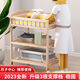 琉滋实木尿布台婴儿护理台按摩抚触多功能新生儿宝宝可移动洗澡收纳台 三层尿布台+小皇冠棉垫（全实木）