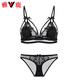
Yalu high-end sexy big breasts showing small underwear for women's small breasts summer thin bra French pure lace no-ring bra Apricot color (set) M (34/75ABC cup)