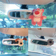 
CLCEY new cute car rearview mirror cover creative car interior reversing mirror decoration set for women car seat belt shoulder pad cover SpongeBob SquarePants rearview mirror cover white
