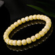 Moon Seal Baichuan Beeswax Bracelet for Men and Women, White Flower Wax Straight Cut Buddha Beads, Single Circle Bracelet, Comes with a Certificate of Good Luck Gift Box