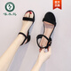 Woodpecker sandals for women 2025 new summer versatile mid-heel thick heels one-length high heels women's outer wear skirt black - heel height 6 cm 698-6 37