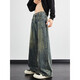 Zengzhi Lightning Jeans Spring neuer Retro losen geraden Bein Trendy Brand High Street American Hosen 1049 Schwarzer Gradient S