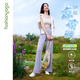 Fansheng Yoga-Anzug lässig und rein locker und leichte Pendelpendel schlanker Sonnenschutzhosen im Freien gerade Hosen F15917 Island Gray S