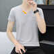 
Tulan v-neck peach neck men's short-sleeved T-shirt summer color cotton men's t-shirt base shirt V-neck T-shirt trendy half-sleeved top clothes White qy691 M 90-100Jin [Jin equals 0.5 kg]
