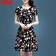 
Hengyuanxiang middle-aged noble ice silk dress for women 2025 new summer short person slim floral skirt 40 to 50 mother suit [ice silk 9904 skirt] 2XL [recommended to wear 125-135]
