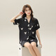 
Jingshu cotton pajamas for men and women the same style for summer thin cute printed ice and snow silk cool feeling can be worn outside home clothing set