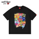Charles Peach Heart Summer Fashion Fashion Manga corta Algodón puro Camiseta de estampado Funny Graffiti Pareja redonda de cuello redondo