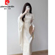 Pierre Cardin cheongsam 2025 new temperament young style national style silk dress daily new Chinese style girl summer dress pear white-cheongsam S
