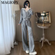 Magiopy International Luxury Brand haut de gamme Light French French Casual Fashion Suite pour femmes 2025 Spring Fashionable Age-Reducing Black Jacket Black Two-Piece Set XL (121-130Jin [Jin est égal à 0,5 kg]))