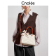 CNOLES【新品】橘子奶昔妈妈手提包新款单肩包包 白配橙+红色礼盒_【母亲节送礼】