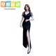 Tangjuns neuer sexy Nachtclub Langer Rock Badewauntechniker Temperament Abendkleid Lange Bar Arbeitskleidung b3883 schwarz s