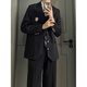 Lu classmate boys dk uniform suit suit loose handsome spring and autumn photo performance class uniform suit jacket trendy navy blue (suit/shirt/tie) XL