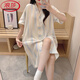 Langsha Sommer-Stricksalz-Nachthemd mit Brustpolstern lose und schlanker chinesischer Stil bedrucktes süßes und sexy Kleid-Pyjamas mittelgroß 5155 Nachthemd mit Brustpolstern] M empfohlen 80-95 Jin [Jin gleich 0,5 kg]]