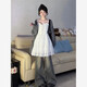 Capítulo genial (Kuzhang) 4884 People recolecte trajes de dos piezas, pequeño dulce estilo universitario de encaje de encaje de empalme Slack Slack Single Piece Skirt White 2xl