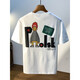 Pang Donglai DL Gran tamaño 200 Jin [Jin equivale a 0,5 kg] Camiseta de manga corta de cuello redondo para hombres 2025 Camiseta de algodón impresa de estilo Hong Kong de verano JSW9928 White M Recomendado 90-108 Jin [Jin equivale a 0,5 kg]