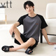 
VTT pure cotton short-sleeved shorts men's home clothing suit portable in summer antibacterial moisture-absorbing and sweating can be worn outside V short-sleeved set: OMM13603 L