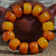 Fall in love with the old Phoenix, Russian material, old yellow beeswax amber barrel bead bracelet, old bead wax amber string, original stone drum bead beeswax bracelet, small shiny model 13*19 old honey barrel bead red separator, bagged