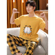 Jin Chong Datong pajamas 12-15 years old men's short-sleeved trousers in summer teenagers 15-16-17 years old junior high school students set bright yellow 3527 gray three-frame short-sleeved trousers 170 Standard version - men's L size 160-170C