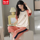 Catman (Miiow) Pure Cotton Pajama для женщин в летних укороченных брюках с короткими рукавами.