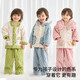 European pregnancy children's coral velvet pajamas autumn and winter 2024 new style girls and boys baby home clothes thickened parent-child clothes khaki biscuits 90 cm (recommended height 85-95cm)