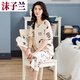 Mo zilan nuevo pijama para mujeres en el verano pantalones cortos de manga corta estilo coreano suelto delgada ropa fresca de la casa fresca set de dos piezas 7029# l 95-115jin [Jin iguala 0.5 kg]