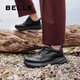 Belle men's height-increasing casual shoes autumn new plush leather business sports soft-soled walking shoes A1354AM4 pre-sale black-single 42 (260mm)