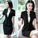 
Poresno Hotel foreman high-end work clothes, beauty professional suit set, women's summer thin short-sleeved suit, front desk work suit 6629 black suit + pants for suspenders M suggestion 88-95Jin [Jin equals 0.5 kg] Universal size