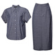 ROEYSHOUSE LOI casual retro shirt suit 2025 summer new fashion solid color top skirt two-piece set 12398 denim blue M