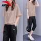 Anta short-sleeved suit for women in summer loose slim half-sleeved T-shirt for women casual two-piece set fashionable sports suit - 6 basic black [same style for men and women] M/170 [Girls recommend taking a small size]