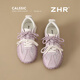 ZHR women's shoes, sports shoes, women's thick sole height-enhancing and training shoes for women | dopamine color matching dad shoes student commuting trends Taro purple 37