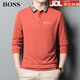BOSS Men's 24 new autumn embroidered logo decorative cotton bottoming long-sleeved T-shirt polo shirt men's large size red L 170 120-140Jin Jin equals 0.5 kg