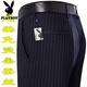 Playboy high-end mulberry silk drooping anti-wrinkle men's trousers in summer thin middle-aged high-waist loose straight-leg professional pants T9906 blue-gray fine thin 42 waist circumference 3 feet 1