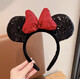 ENRMIIV Cartoon Children's Sequined Minnie Headband Runaway Princess Headband Disney Photo Hair Accessory Hair Washing Hair Clip Full Sequined Polka Dot Red Bow - Filled with Cotton