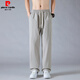 皮尔卡丹（pierre cardin）男士冰丝裤子2025夏季薄款透气速干直筒裤卡其宽松垂感弯刀休闲裤 卡其6636 XL