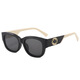 Chenyin Pengxuan Neue Mode Sonnenbrille für Frauen mit hochwertigem Sinn für lila-vorsichtige Internet-Promi-Straßenfotografie Retro European und American Oval Cross-Grate Ink Black Frame Grey Film